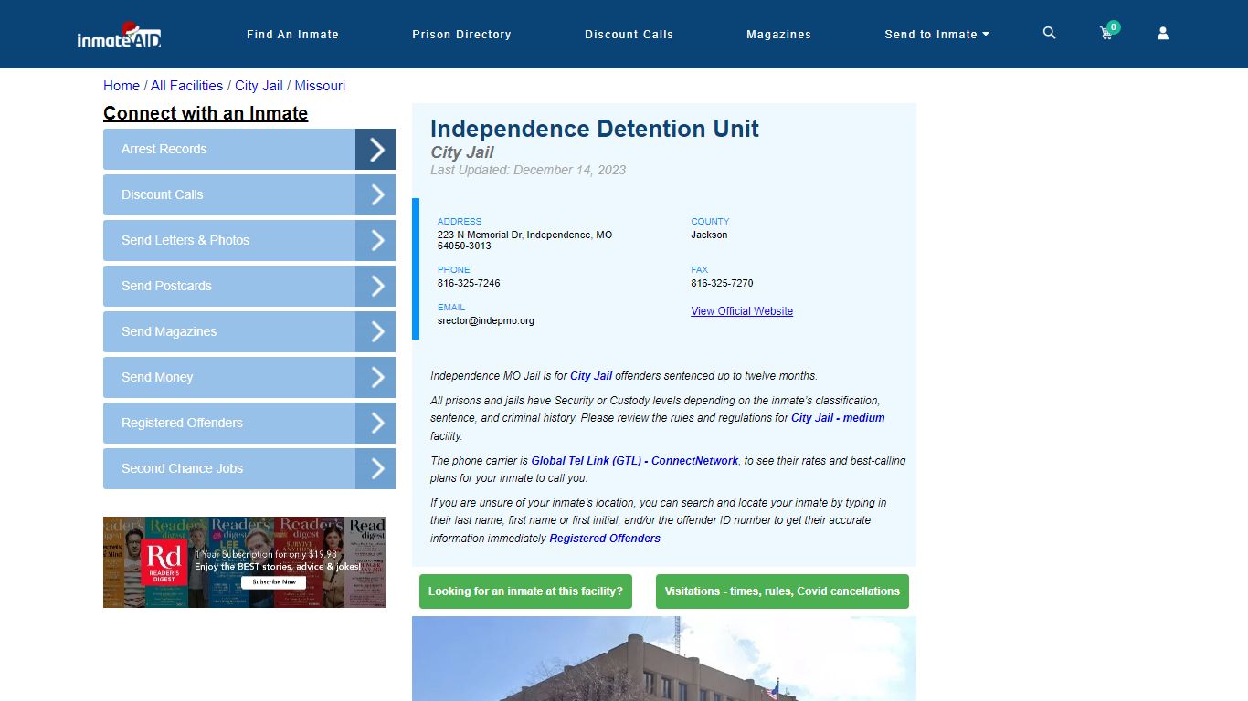 Independence Detention Unit | Inmate Locator